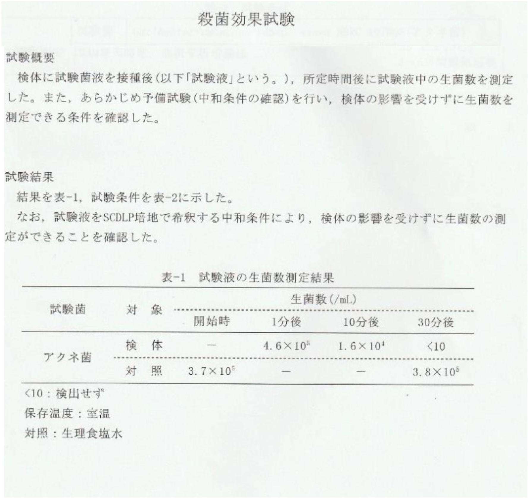 試験結果 試験結果